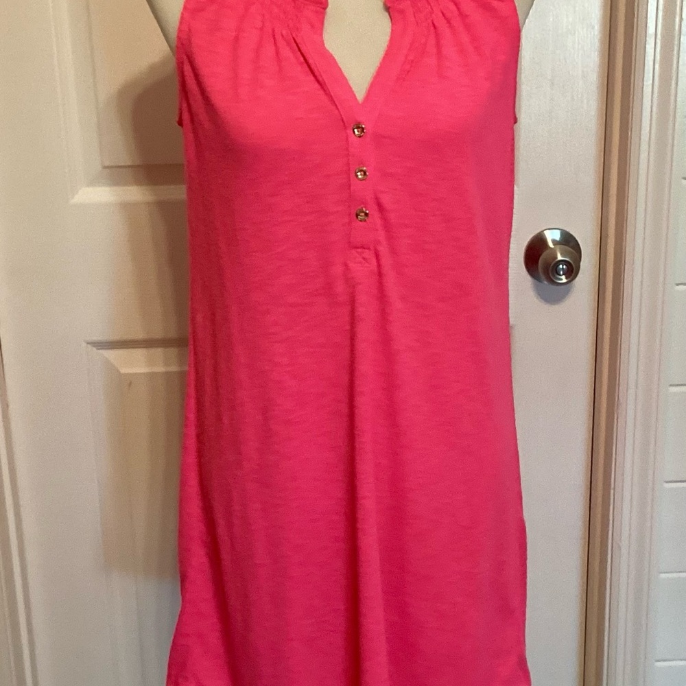 Lilly Pulitzer Pink Polo Collar with Buttons Sleeveless Dress
